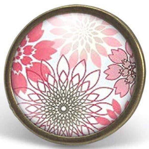 Bague Cabochon - Fleur "Fleurs roses", bronze (ref.9)