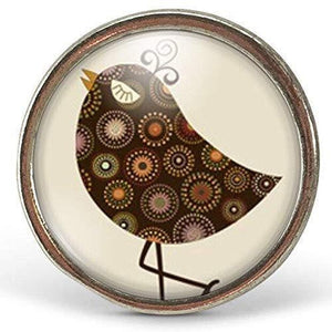 Bague cabochon "l'oiseau chic", argenté (ref.86a)