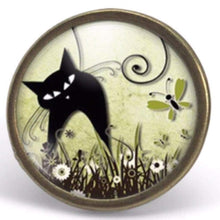 Charger l&#39;image dans la galerie, Bague cabochon &quot;le chat dans la prairie&quot;,bronze (ref.70)