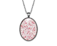 Charger l&#39;image dans la galerie, Collier Fleurs Cabochon &quot;Liberté Rose&quot;  argenté (ref.12a)