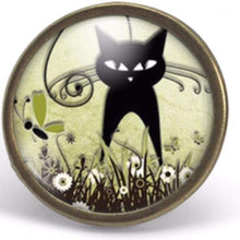 Charger l&#39;image dans la galerie, Bague Cabochon &quot;Le Chat Dans Le Pré&quot;,bronze (ref.70-3)