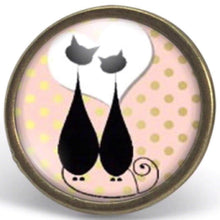Charger l&#39;image dans la galerie, Bague Cabochon - Chat &quot;chats amoureux&quot;, bronze (ref.19)