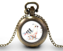 Charger l&#39;image dans la galerie, Montre gousset &quot;plumes de pastel&quot;, bronze (ref.67)