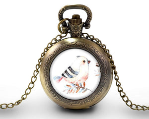Montre gousset "plumes de pastel", bronze (ref.67)