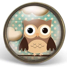 Charger l&#39;image dans la galerie, Bague Cabochon - Hibou &quot;La Chouette brune&quot; ,  bronze (ref.49)