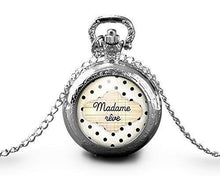 Charger l&#39;image dans la galerie, Montre gousset  Nuage &quot;Madame Rêve&quot;     argenté (ref.1a)