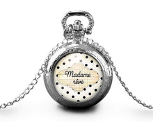Charger l&#39;image dans la galerie, Montre gousset  Nuage &quot;Madame Rêve&quot;     argenté (ref.1a)