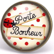 Charger l&#39;image dans la galerie, Bague cabochon, bague illustrée &quot;le porte-bonheur&quot;, bronze (ref.56)