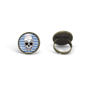 Bague cabochon "le pirate", bronze (ref.94)