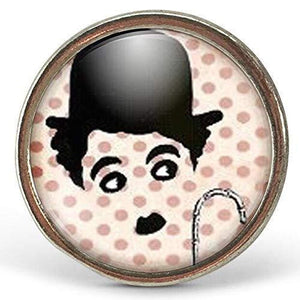 Bague Cabochon "charlie Chaplin", argenté (ref.78a)