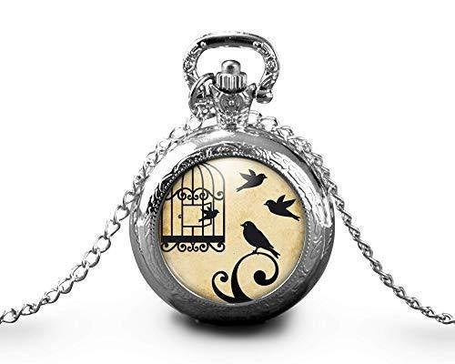 Montre gousset, Oiseau, Cage 