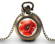 Charger l&#39;image dans la galerie, Montre gousset &quot;joli coquelicot&quot;  bronze (ref.89)