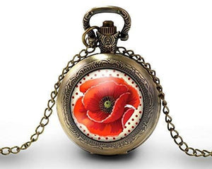Montre gousset "joli coquelicot"  bronze (ref.89)