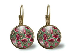 boucles d'oreilles cabochon "cire africaine" bronze(ref.24)