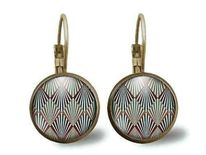 boucles d'oreilles cabochon "Diamants abstraits" - femme cadeau de noel - - cadeau d'anniversaire (ref.17)