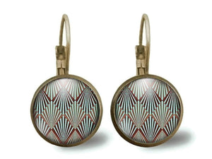 boucles d'oreilles cabochon "Diamants abstraits" - femme cadeau de noel - - cadeau d'anniversaire (ref.17)