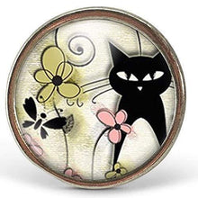 Charger l&#39;image dans la galerie, Bague Cabochon &quot;Le Chat printanier&quot;, argenté (ref.71-1a)