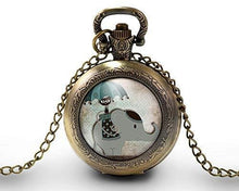 Charger l&#39;image dans la galerie, Montre gousset  Eléphant &quot;le chat et l&#39;éléphant&quot;    bronze (ref.25)
