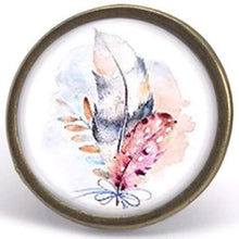 Charger l&#39;image dans la galerie, Bague cabochon &quot;plumes de pastel&quot;,  bronze (ref.67)