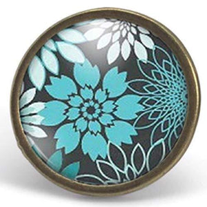 Bague Cabochon - Fleur "Les Fleurs Vertes" ,  bronze (ref.7)