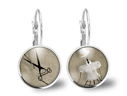 Boucles d'oreilles Cabochon, Ciseaux, Mannequin 
