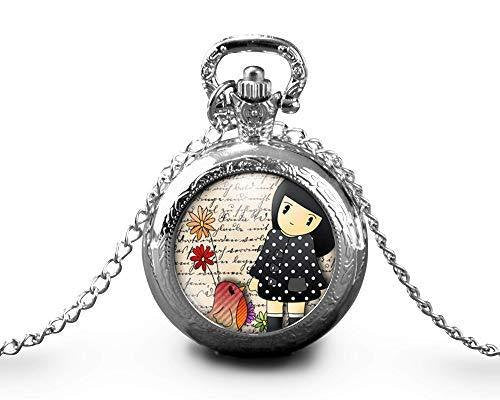 Montre gousset, Fille, Oiseau, 