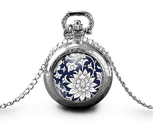 Montre gousset fleurs collier 