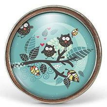Charger l&#39;image dans la galerie, Bague Cabochon - Chouette &quot;Les Chouettes&quot;, argenté (ref.46a)