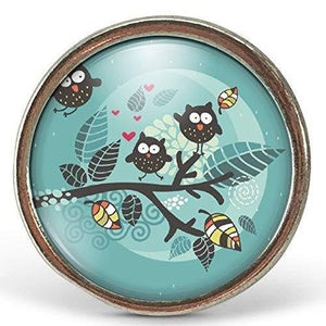 Bague Cabochon - Chouette "Les Chouettes", argenté (ref.46a)