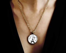 Charger l&#39;image dans la galerie, Collier cabochon, collier illustré &quot;Paris&quot;,   bronze (ref.90)