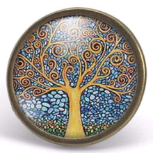 Charger l&#39;image dans la galerie, Bague cabochon, bague illustrée Klimt &quot;l&#39;arbre de la vie&quot;,   bronze (ref.59)