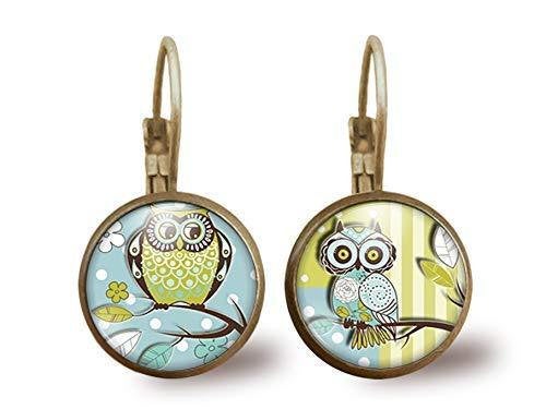 Boucles d'oreilles cabochon, hibou 