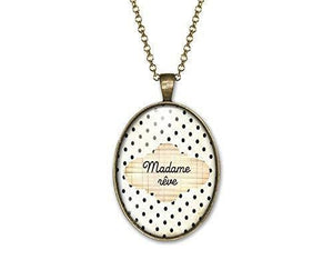 Collier Cabochon Nuage "Madame Rêve", bronze (ref.1)