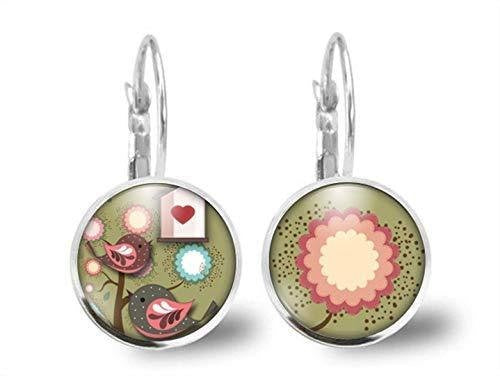 Boucles d'oreilles Cabochon Oiseau 
