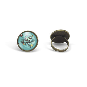 Bague Cabochon - Chouette "Les Chouettes" - bronze (ref.46)