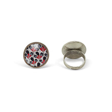 Charger l&#39;image dans la galerie, Bague Cabochon - Fleur &quot;Fleurs modernes&quot;, argenté (ref.52a)