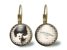 Charger l&#39;image dans la galerie, Boucles d&#39;oreilles Cabochon &quot;haute couture&quot; bronze(ref.10)