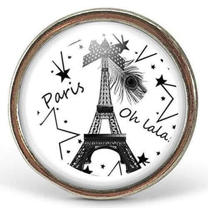 Bague Cabochon "paris",  argenté (ref.90a)