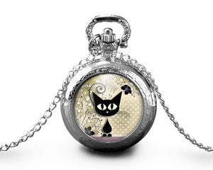 Montre gousset  Chat "le chaton"    argenté (ref.31a)