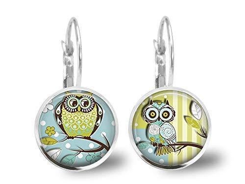 Boucles d'oreilles cabochon, hibou 