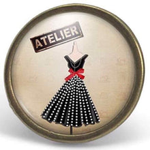 Charger l&#39;image dans la galerie, Bague Cabochon - Robe &quot;l&#39;atelier de couture&quot;, bronze (ref.26)