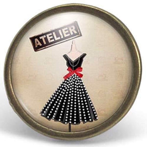 Bague Cabochon - Robe "l'atelier de couture", bronze (ref.26)