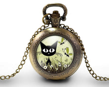 Charger l&#39;image dans la galerie, Montre gousset &quot;le chat dans la prairie&quot;,  bronze (ref.70)