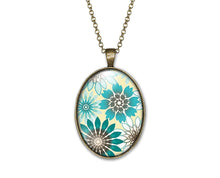 Charger l&#39;image dans la galerie, Collier Cabochon Fleur &quot;Fleurs d&#39;été&quot;    bronze (ref.8)