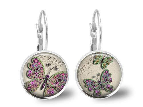 Boucles d'oreilles Cabochon papillons 