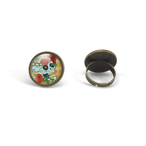 Bague cabochon "Chouette brune",bronze (ref.49)