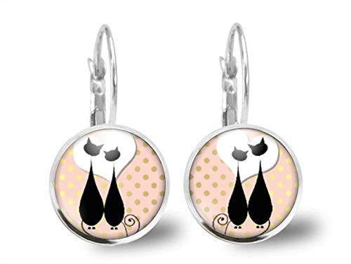 Boucles d'oreilles Chat Cabochon 