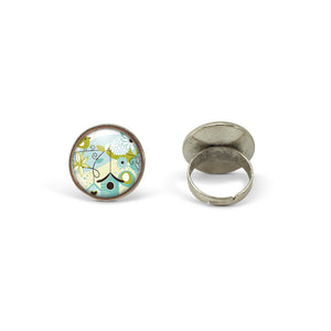 Bague Cabochon, hibou "hibou",   argenté (ref.79a)