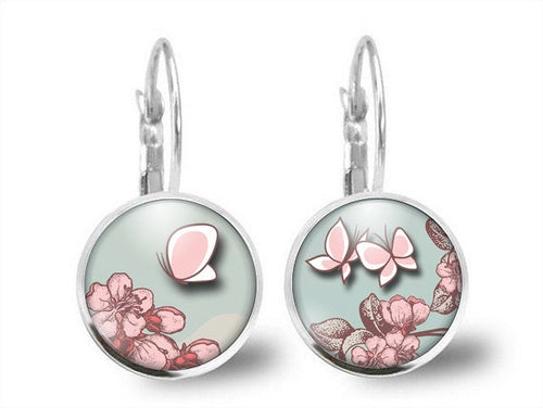 Boucles d'oreilles Cabochon, Papillon 