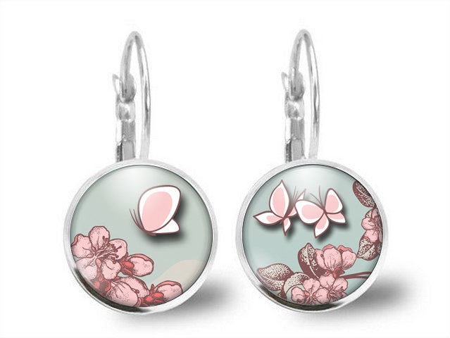 Boucles d'oreilles Cabochon, Papillon 